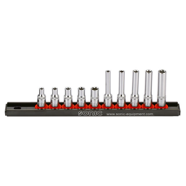 TX-E socket set 1/4'', TX on rail 10-pcs
