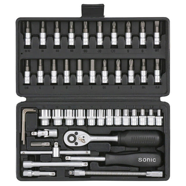 Flank socket set 1/4'', 6 pt. 46-pcs