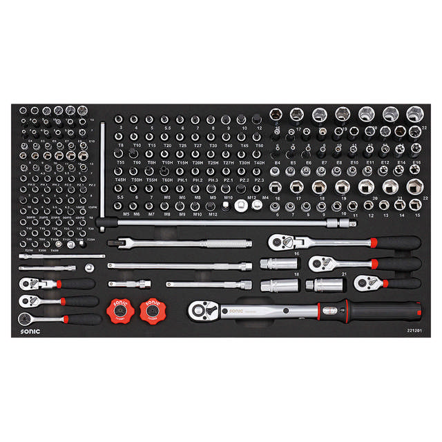 Socket set  1/4'' and 3/8'', SFS 212-pcs