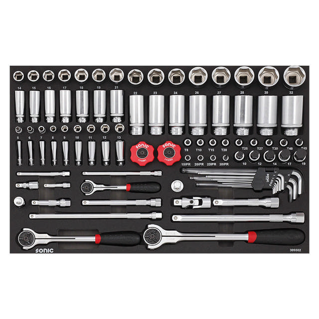 Socket set 1/4'' 3/8'' 12'', metric SFS 93-pcs