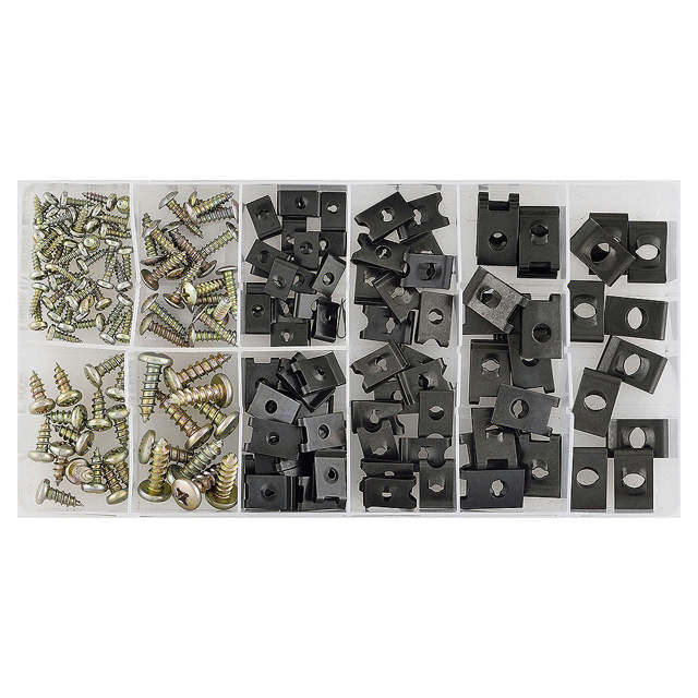 Assortment of body bolts and speed nuts 170pcs