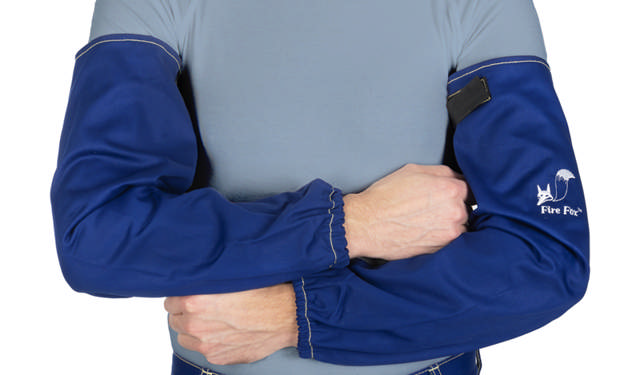 Fire Fox blå brændhæmmende bomulds svejseærmer 52 cm. (par)