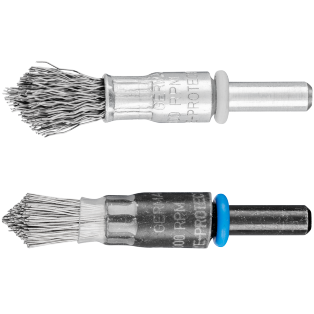 End brushes crimped tapered, shank-mounted
