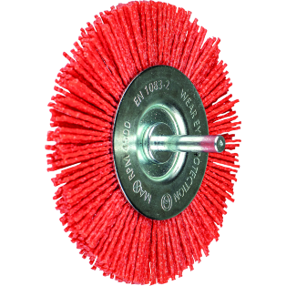 Wheel brushes crimped for power drills, universal, shank-mounted